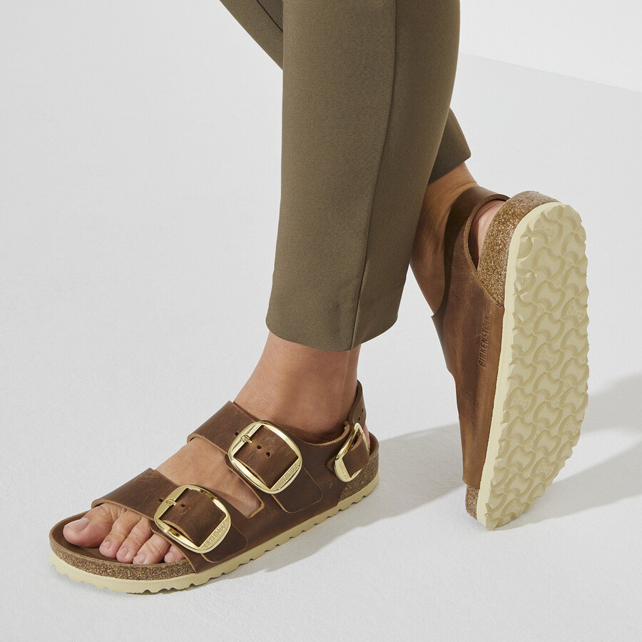 milano big buckle natural leather oiled