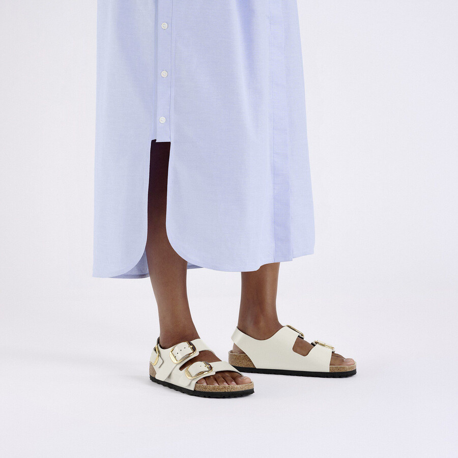 milano big buckle natural leather patent