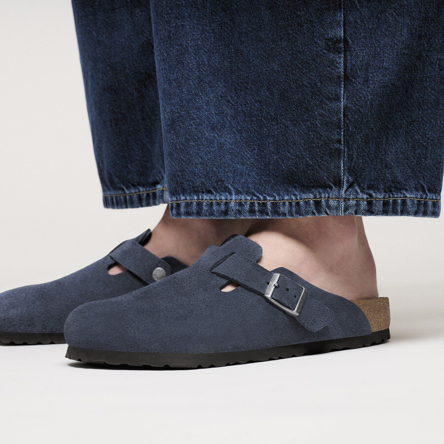 boston soft footbed suede leather new navy tonal