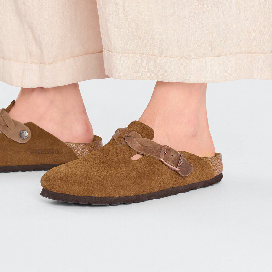 boston braided suede leather