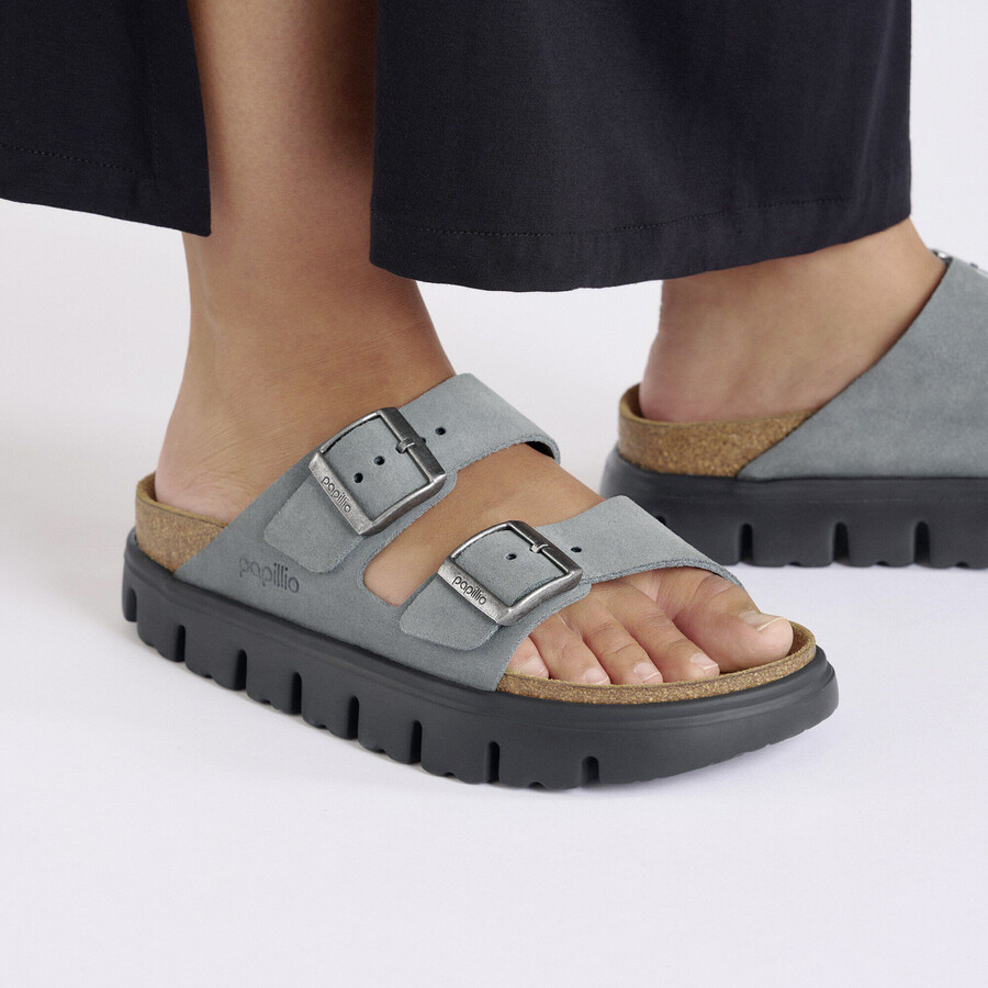 arizona platform suede leather basalt gray black